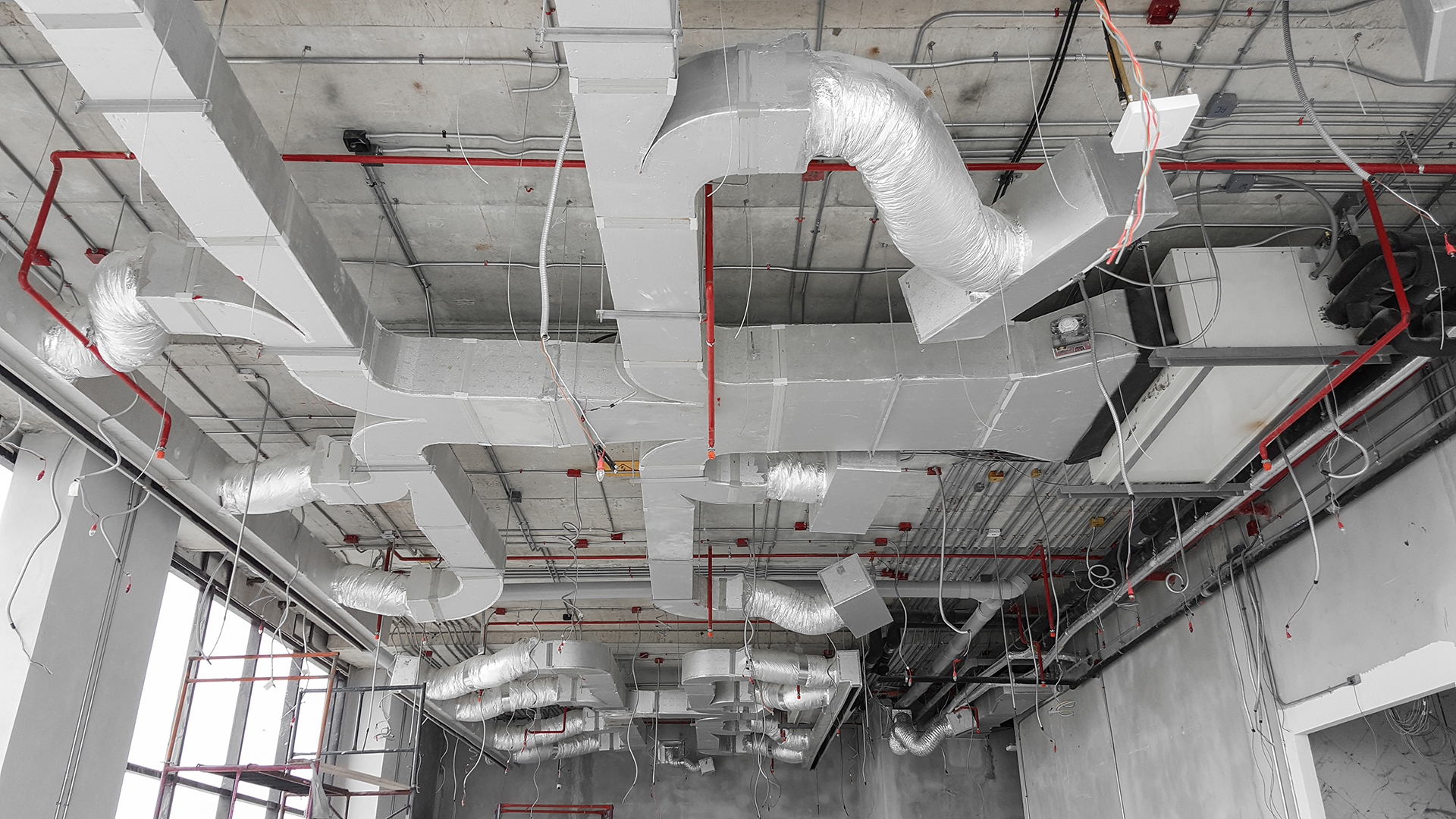 Property maintenace - Melbourne commercial property fitout for HVAC system for the ground floor airconditoning including ductwork, dampers, diffusers, hangers, brackets, all fixed up in the ceiling space - Sydney