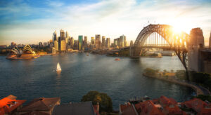 Sydney CBD taken from the North with the entire CBD in view including the Sydney Opera House and the Bridge