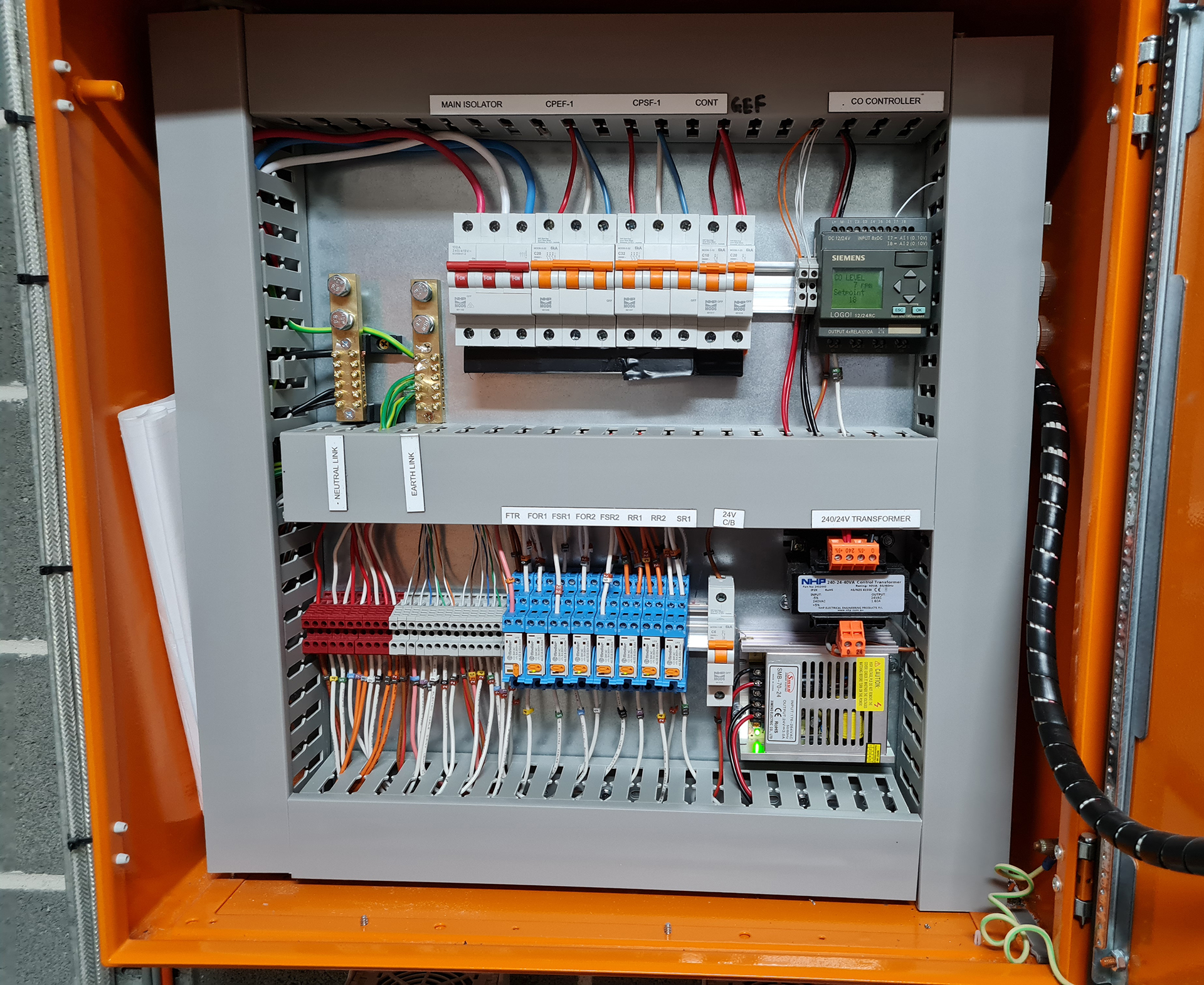 Common BMS issues in Commercial Property - older Siemens Carbon Monoxide Controller in the neat switchboard in Melbourne Plant room serving a residential apartment block