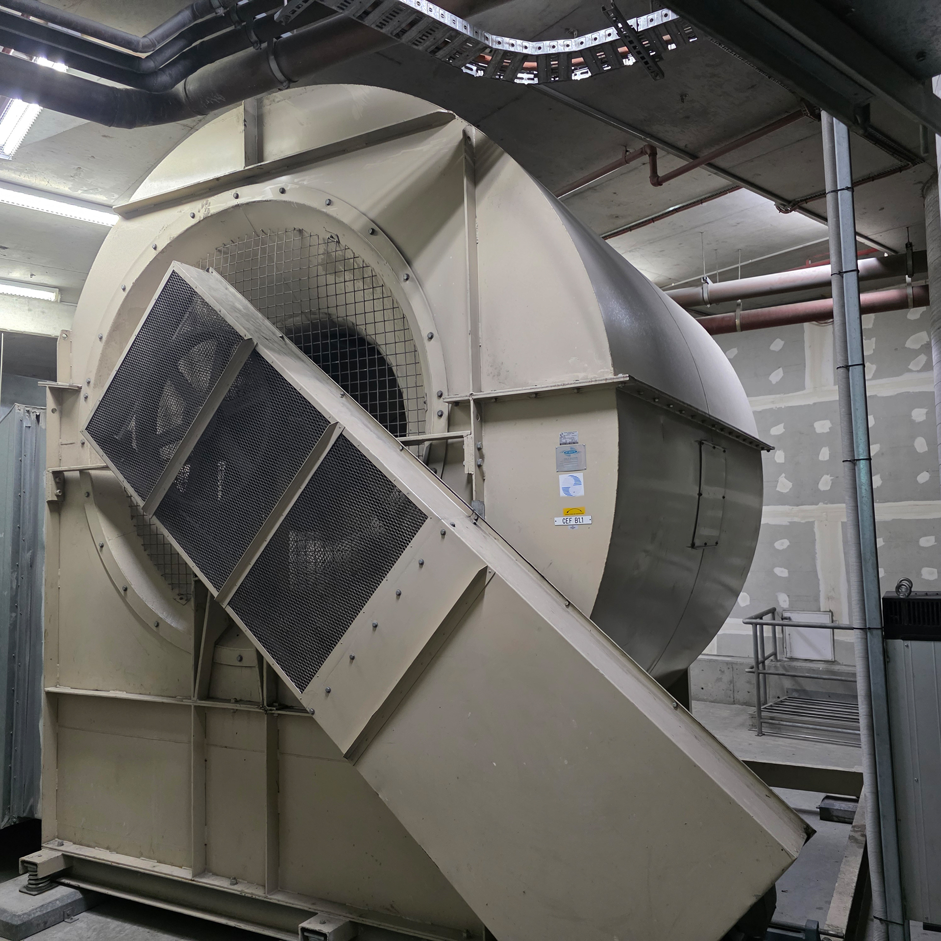 Maintenance for HVAC systems - HVAC Services Mechanical Exhaust Fan serving a car park in Chatswood in Sydney. Uses a VSD integrated with the BMS on BACnet.