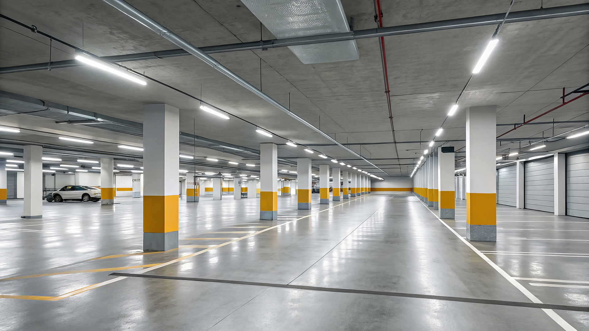 strata maintenance car parks - Underground Car Park in Melbourne with plenty of effective LED lighting keeping the car park safe and easy to use