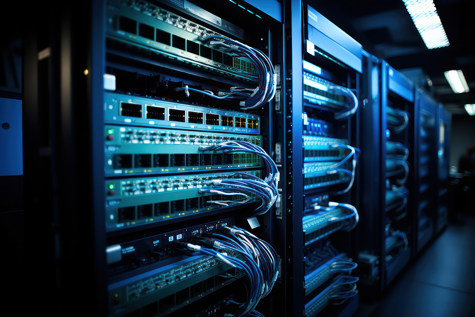 Commercial Property Asset Registers – Image Description
A low-light image of a modern data centre featuring rows of server racks, network switches, routers, communication equipment, and critical infrastructure extending into the distance. The illuminated status lights and interconnected hardware symbolise the vast amount of asset information, operational data, and infrastructure intelligence that exists within a commercial property asset register. The image represents the systematic identification, documentation, and management of building assets across multiple disciplines, including HVAC systems, electrical infrastructure, fire protection systems, hydraulic services, security systems, access control, communications networks, and building automation systems. The technology-focused environment conveys precision, data accuracy, lifecycle management, compliance tracking, preventative maintenance, and long-term capital planning. Ideal for content relating to commercial property asset registers, technical due diligence, building audits, facility management, asset lifecycle planning, and building performance across commercial office buildings, retail centres, industrial facilities, healthcare facilities, hotels, and large-scale property portfolios throughout Melbourne, Sydney, Canberra, Brisbane, Adelaide, and Perth.